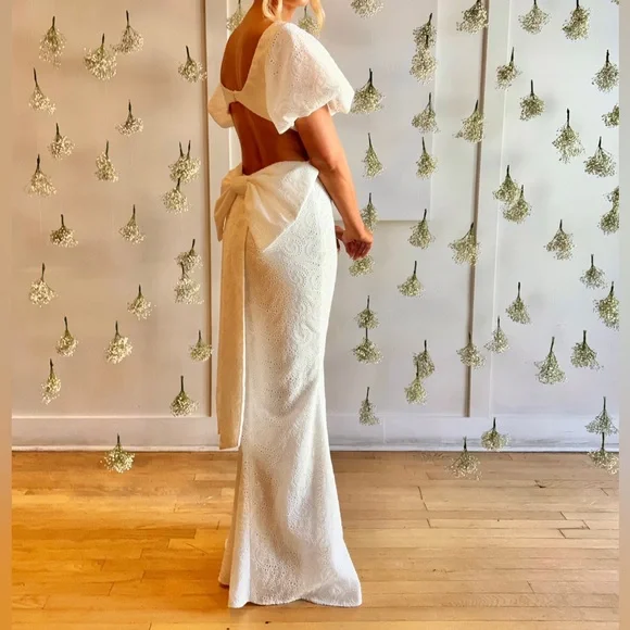BHLDN | Dresses | Bhldn Open Back Bow Puff Sleeve Gown | Poshmark BHLDN | Dresses | Bhldn Open Back Bow Puff Sleeve Gown | Poshmark